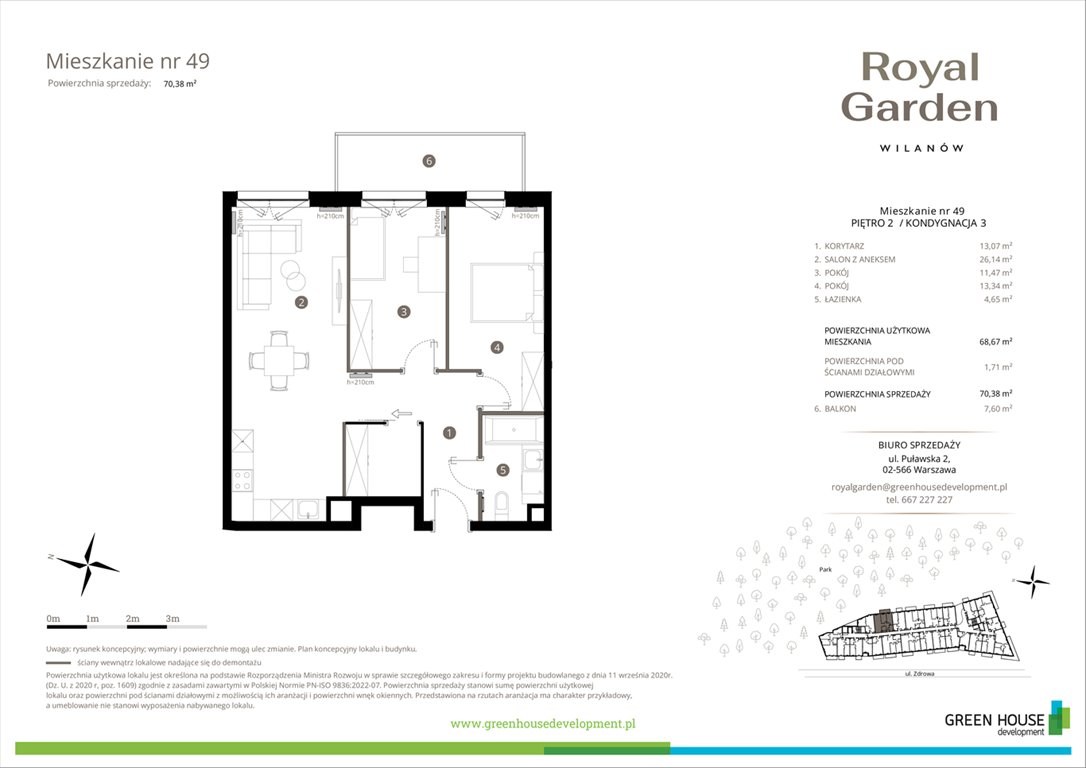 Nowe mieszkanie trzypokojowe Royal Garden Wilanów Warszawa, Wilanów, Zdrowa 2  69m2 Foto 1