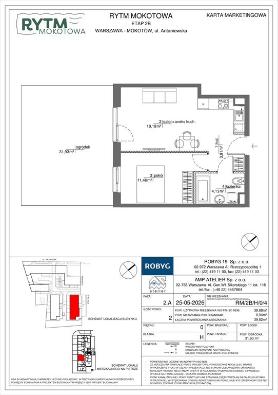 Nowe mieszkanie dwupokojowe Rytm Mokotowa Warszawa, Mokotów, Antoniewska 3B  39m2 Foto 1