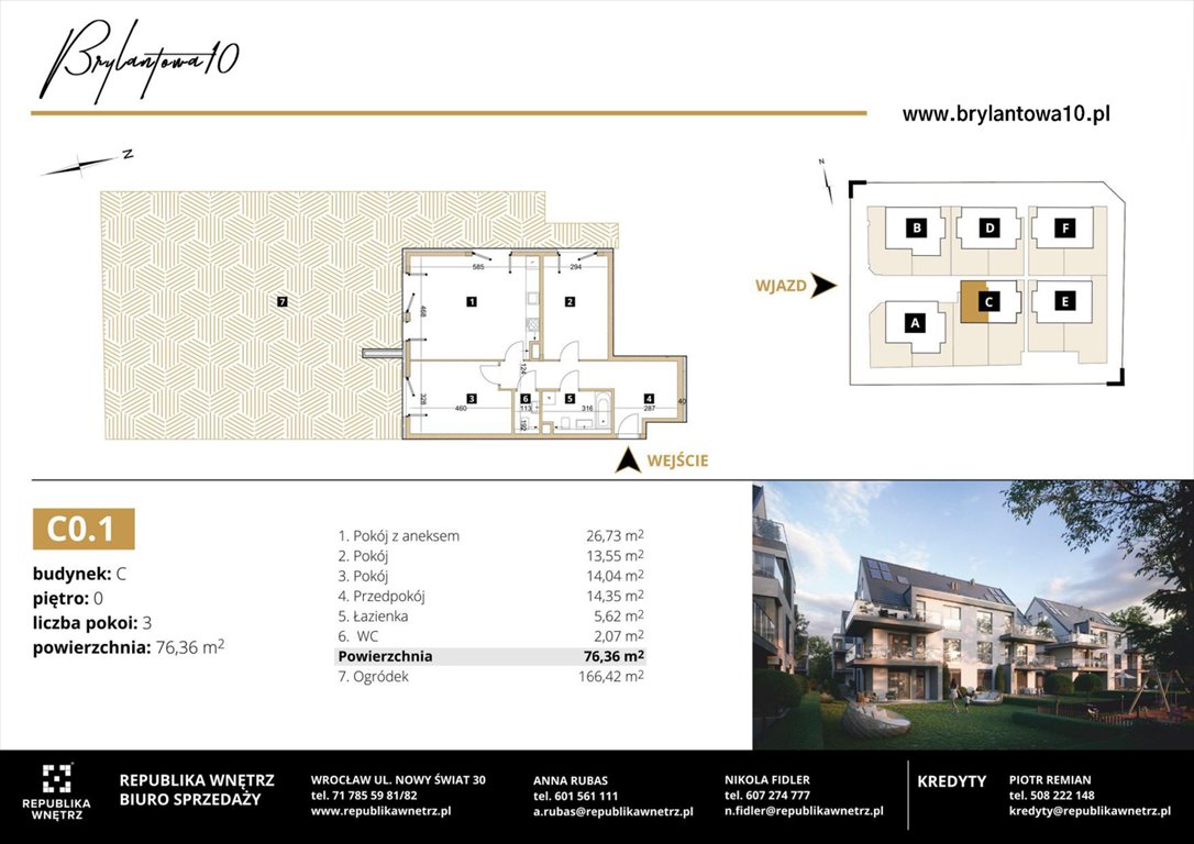 Nowe mieszkanie trzypokojowe Brylantowa 10 Wrocław, Ołtaszyn, Brylantowa 10  76m2 Foto 1