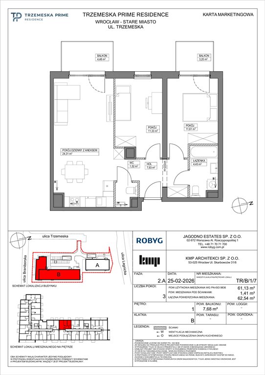 Nowe mieszkanie trzypokojowe Trzemeska Prime Residence Wrocław, Stare Miasto, Trzemeska  61m2 Foto 1