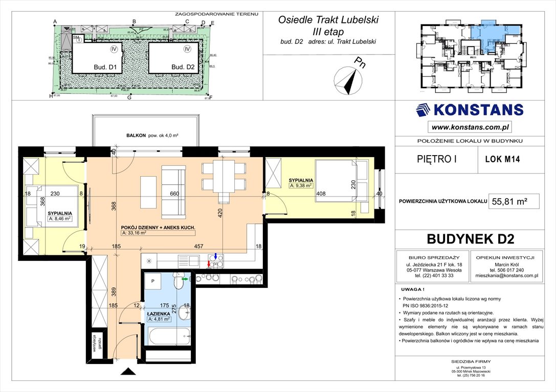 Nowe mieszkanie trzypokojowe TRAKT LUBELSKI Etap III Warszawa, Wawer, Trakt Lubelski 181 C i 181 D  56m2 Foto 1