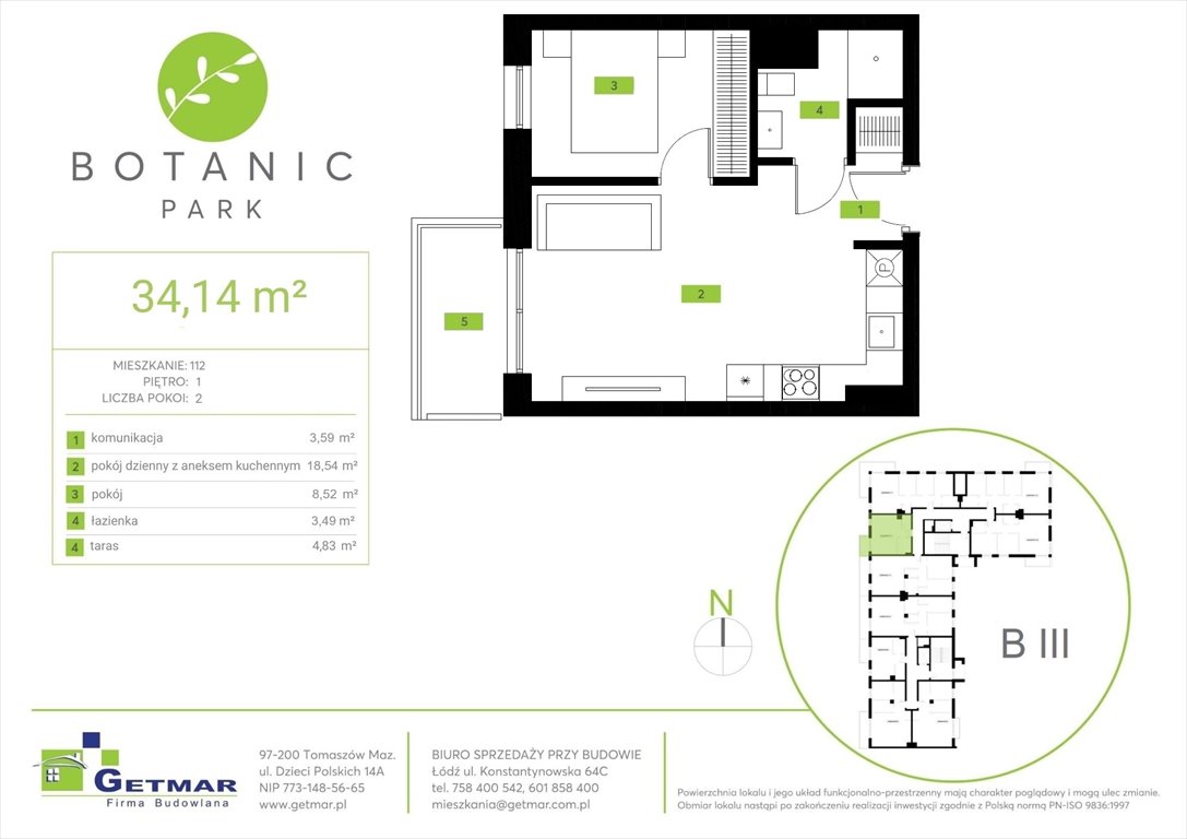 Nowe mieszkanie dwupokojowe Botanic Park Łódź, Polesie, Konstantynowska 64c  34m2 Foto 1