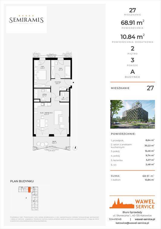 mieszkanie na sprzedaż 69m2 mieszkanie Katowice, Bogucice - Dąbrówka Mała, Wiertnicza 32