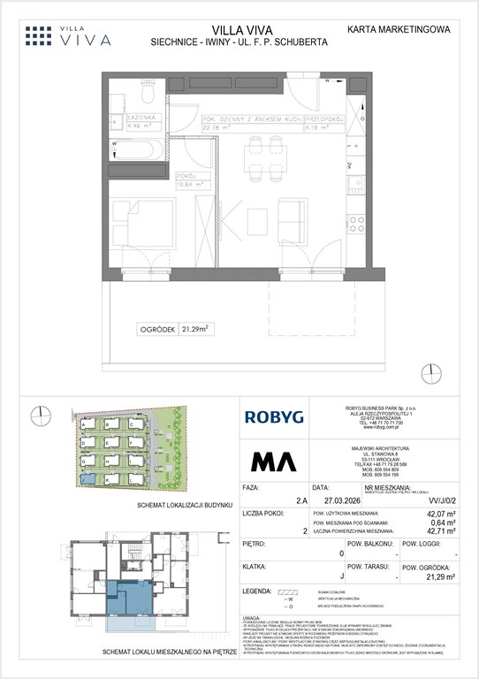 Nowe mieszkanie dwupokojowe VILLA VIVA Wrocław, Iwiny, ul. Franza Petera Schuberta  42m2 Foto 1