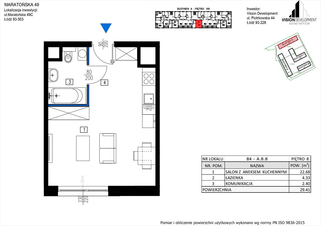 Nowa kawalerka Maratońska 49 Nowa Retkinia  Łódź, Retkinia, Maratońska 49C  29m2 Foto 1