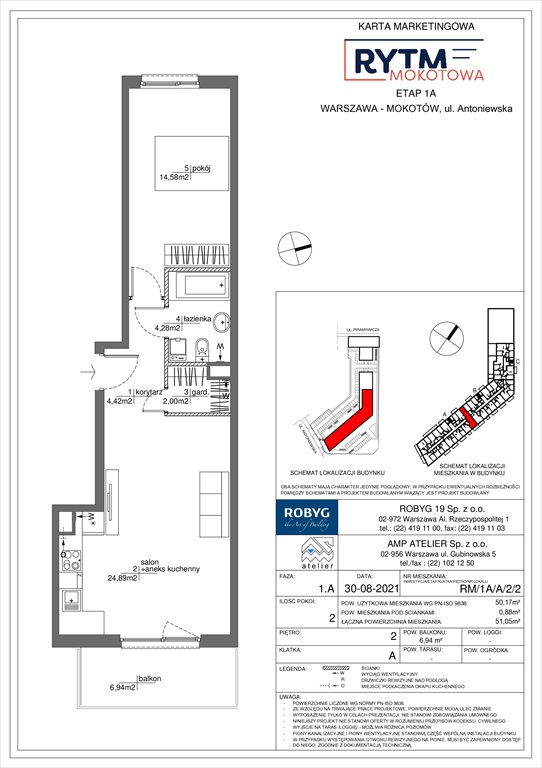 Nowe mieszkanie dwupokojowe Rytm Mokotowa Warszawa, Mokotów, Antoniewska  50m2 Foto 1