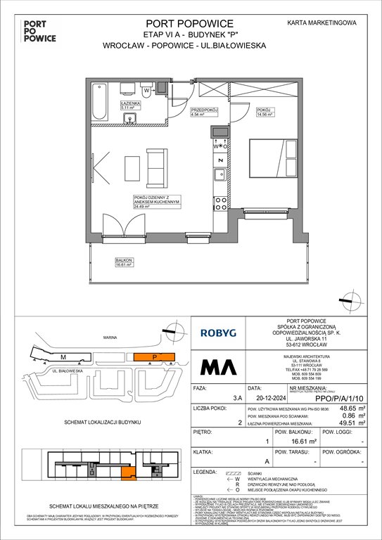 Nowe mieszkanie dwupokojowe Port Popowice Wrocław, Fabryczna, Białowieska 91a  49m2 Foto 1