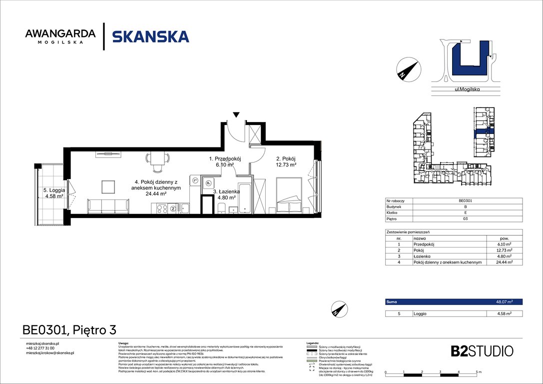 Nowe mieszkanie dwupokojowe Awangarda Mogilska Kraków, Prądnik Czerwony, Mogilska 126  48m2 Foto 1