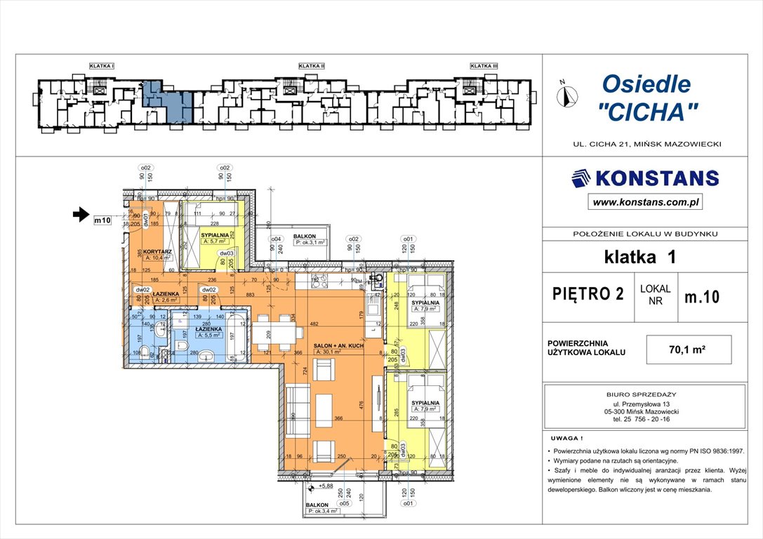 Nowe mieszkanie czteropokojowe  Cicha 21 Mińsk Mazowiecki, Cicha 12  70m2 Foto 1