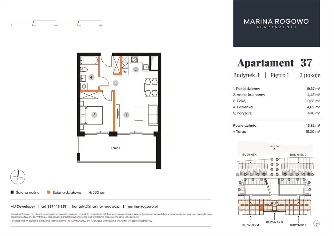 Nowe mieszkanie dwupokojowe APARTAMENTY MARINA ROGOWO Rogowo, Rogowo 65  44m2 Foto 1