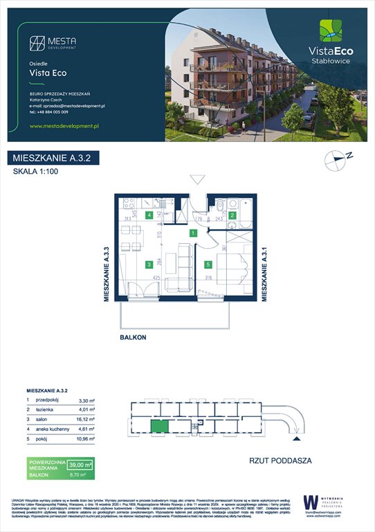 Nowe mieszkanie dwupokojowe Vista Eco  Wrocław, Fabryczna, Stabłowice, Łomnicka  39m2 Foto 1