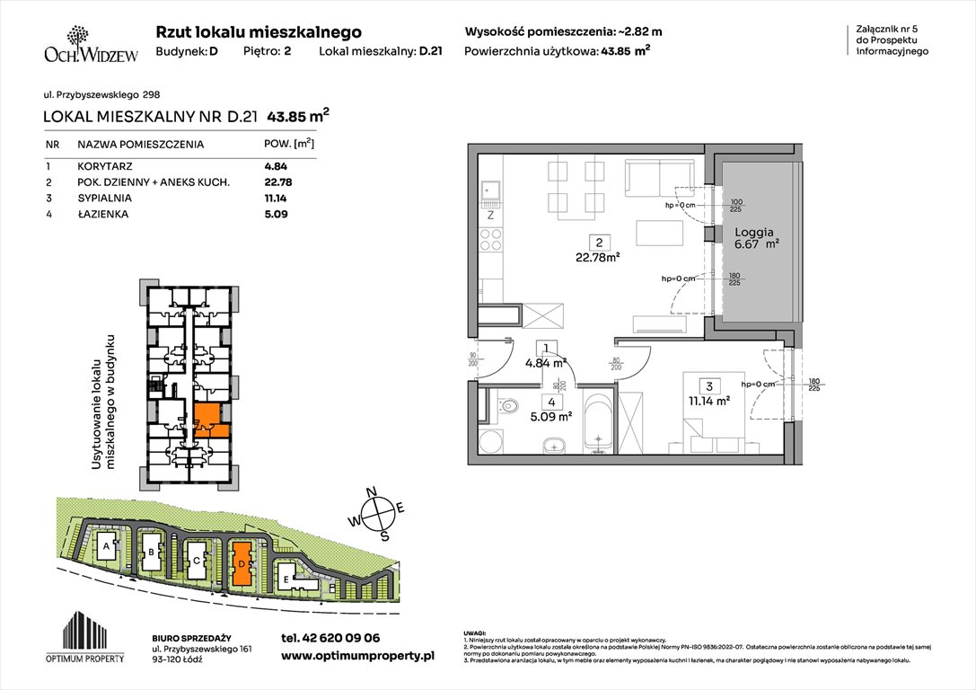 Nowe mieszkanie dwupokojowe OchWidzew Łódź, Widzew, Przybyszewskiego 292-300  44m2 Foto 1