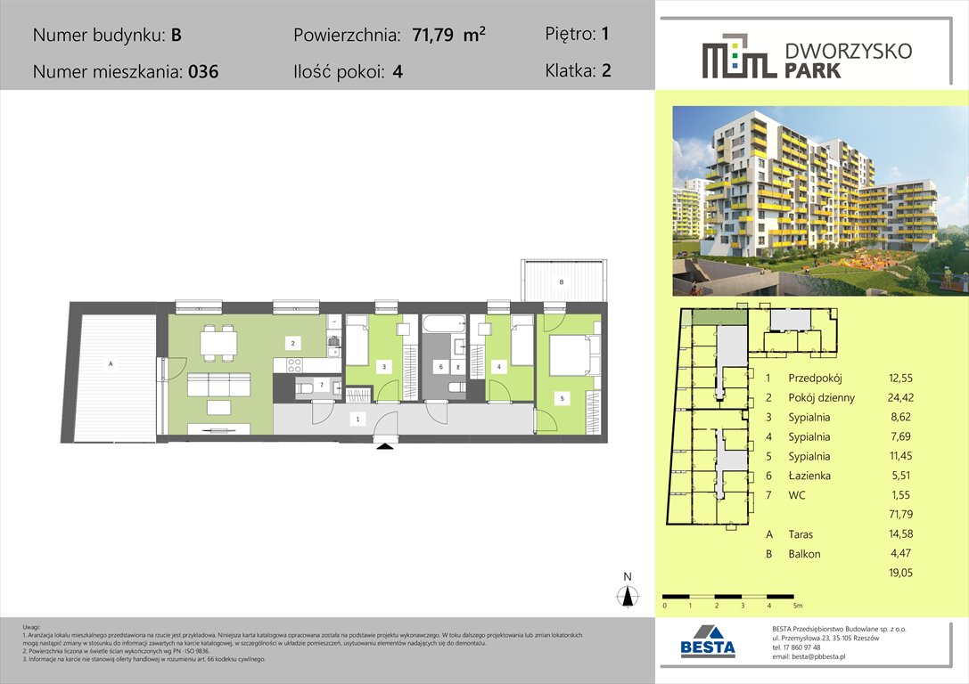 Nowe mieszkanie czteropokojowe  Dworzysko Park Rzeszów, Przybyszówka, Dworzysko  72m2 Foto 1