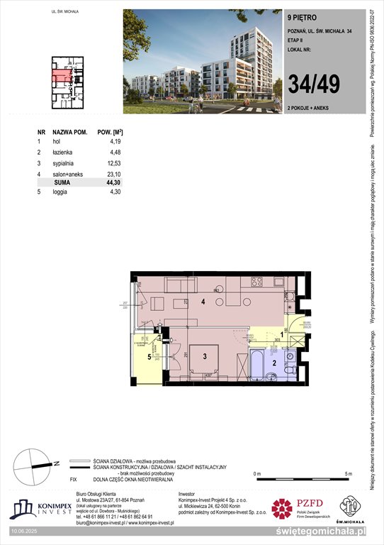 Nowe mieszkanie dwupokojowe Świętego Michała etap 2 Poznań, Komandoria, Świętego Michała 36  44m2 Foto 1