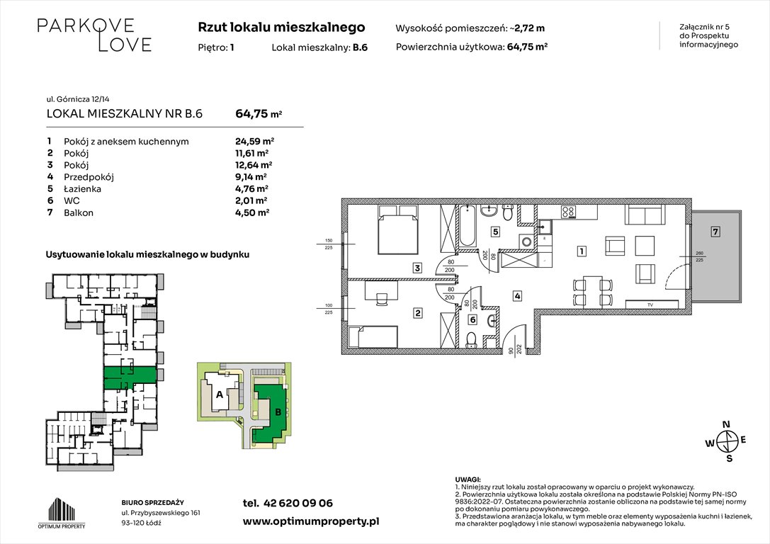 Nowe mieszkanie trzypokojowe PARKOVE LOVE Łódź, Bałuty-Doły, ul. Górnicza 12/14  65m2 Foto 1