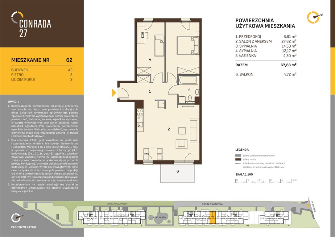 Nowe mieszkanie trzypokojowe CONRADA 27 Kraków, Prądnik Biały, Conrada 27  68m2 Foto 1