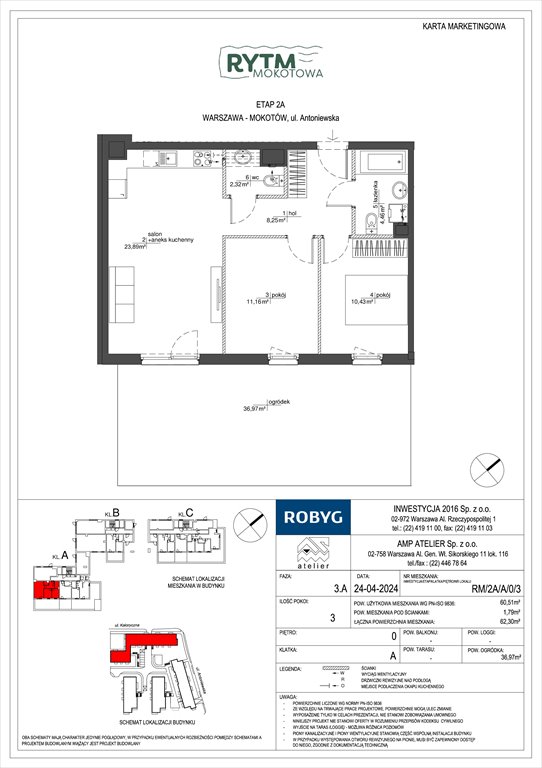 Nowe mieszkanie trzypokojowe Rytm Mokotowa Warszawa, Mokotów, Antoniewska  61m2 Foto 1