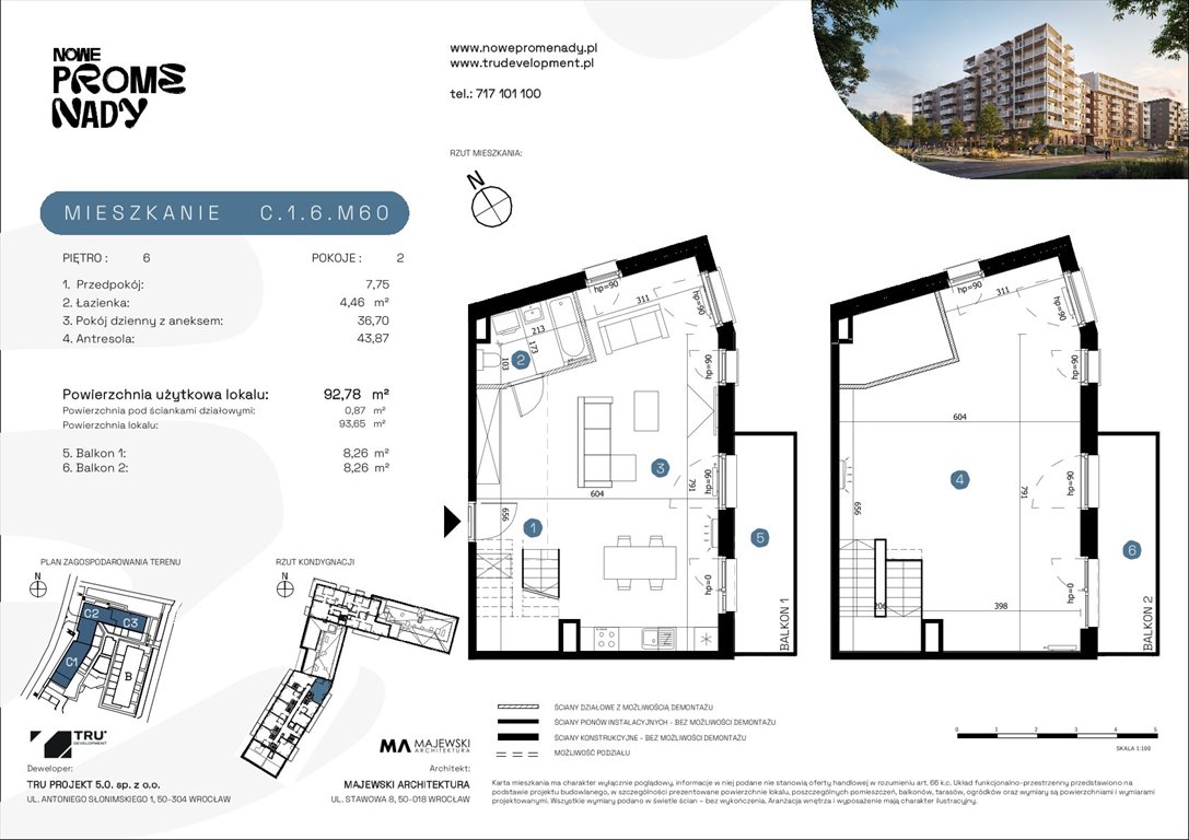 Nowe mieszkanie Nowe Promenady Wrocław, Kleczków, ul. Czochralskiego/ Miłosza  93m2 Foto 1