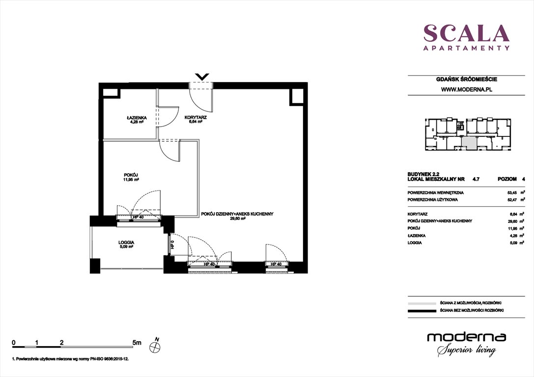 Nowe mieszkanie dwupokojowe Scala Gdańsk, ul. Łąkowa 60  53m2 Foto 1