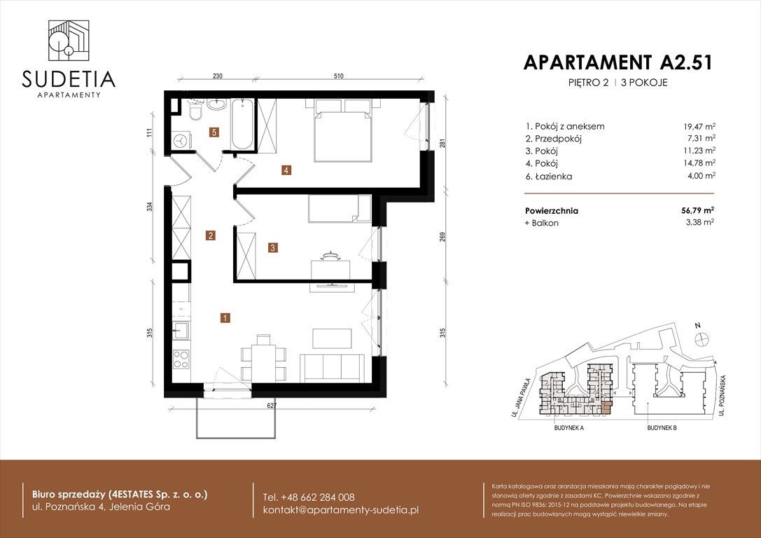 Nowe mieszkanie trzypokojowe APARTAMENTY SUDETIA Jelenia Góra, POZNAŃSKA 4  57m2 Foto 1