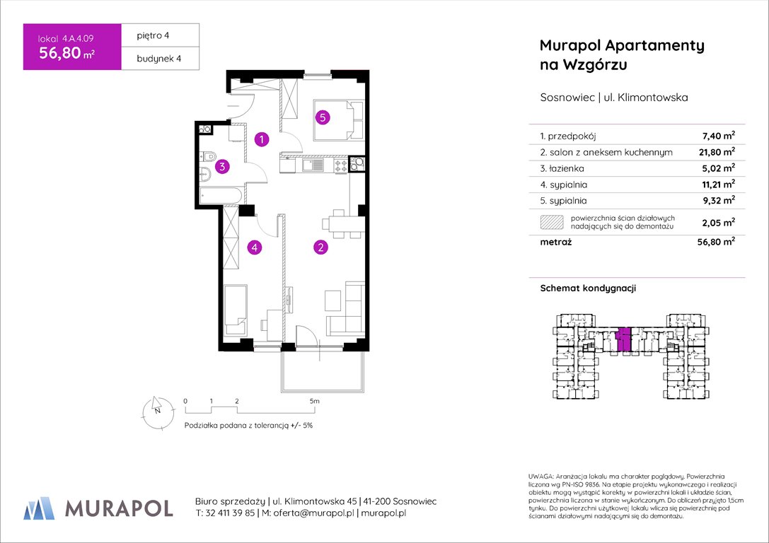 Nowe mieszkanie trzypokojowe Murapol Apartamenty na Wzgórzu Sosnowiec, ul. Klimontowska  57m2 Foto 1