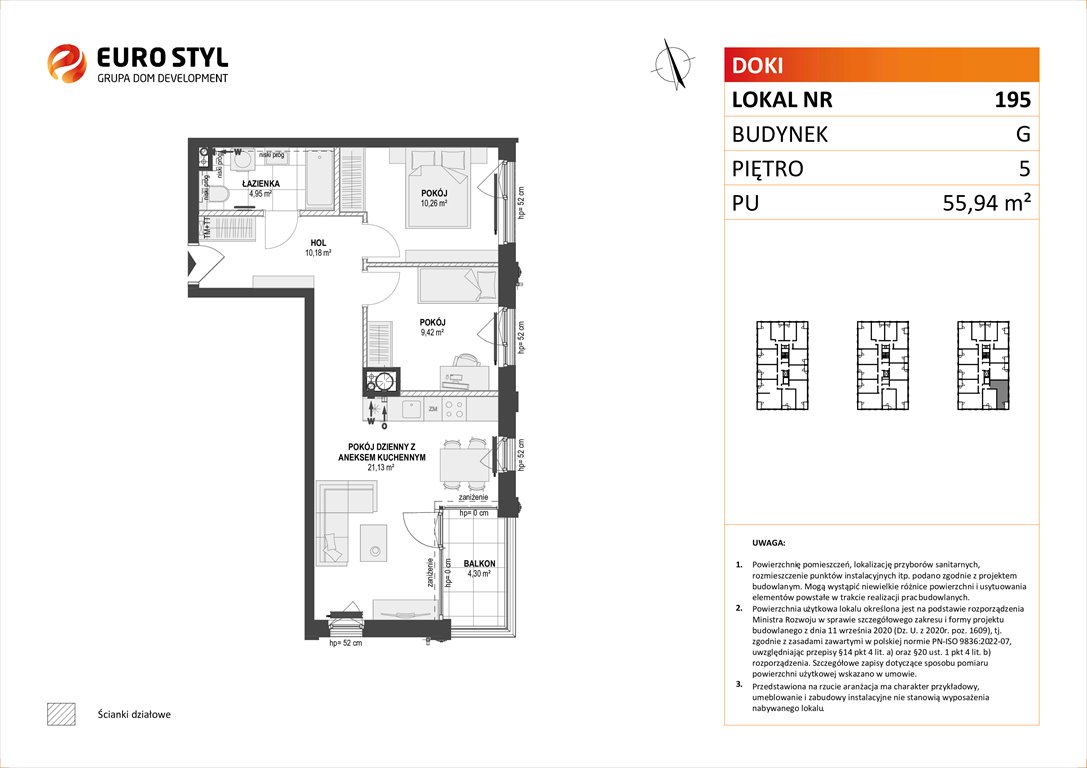 Nowe mieszkanie trzypokojowe DOKI LIVING Gdańsk, Śródmieście, ks. Jerzego Popiełuszki/Rybaki Górne  56m2 Foto 1