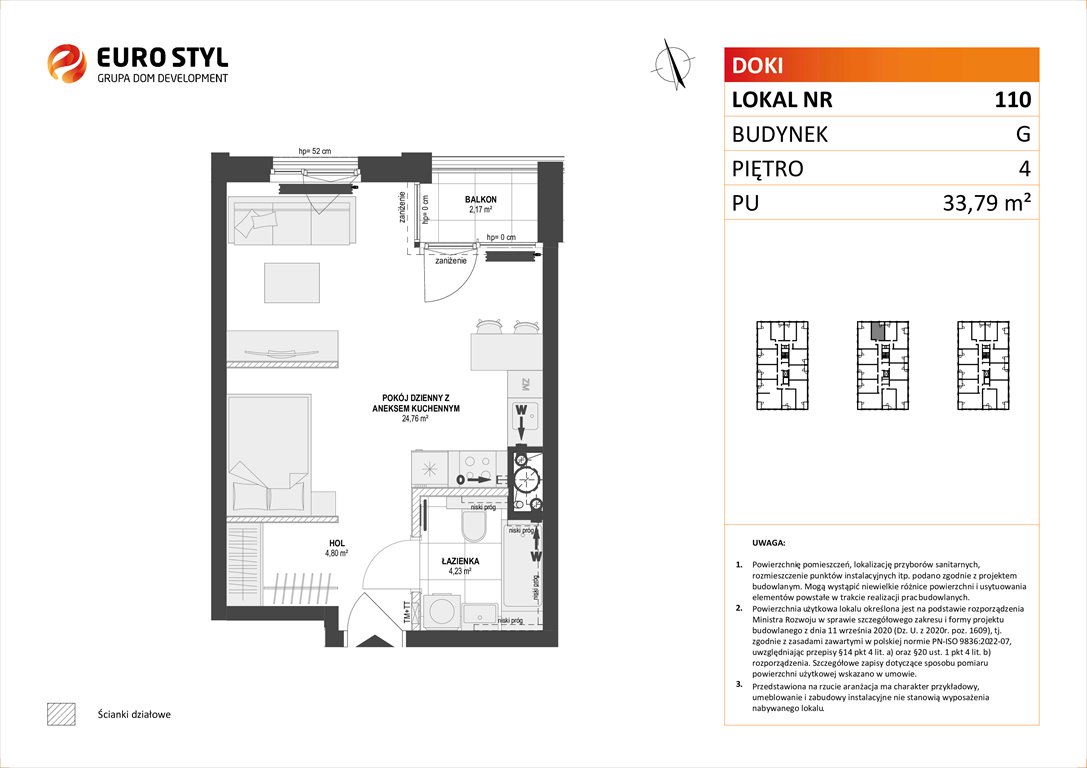 Nowa kawalerka DOKI LIVING Gdańsk, Śródmieście, ks. Jerzego Popiełuszki/Rybaki Górne  34m2 Foto 1