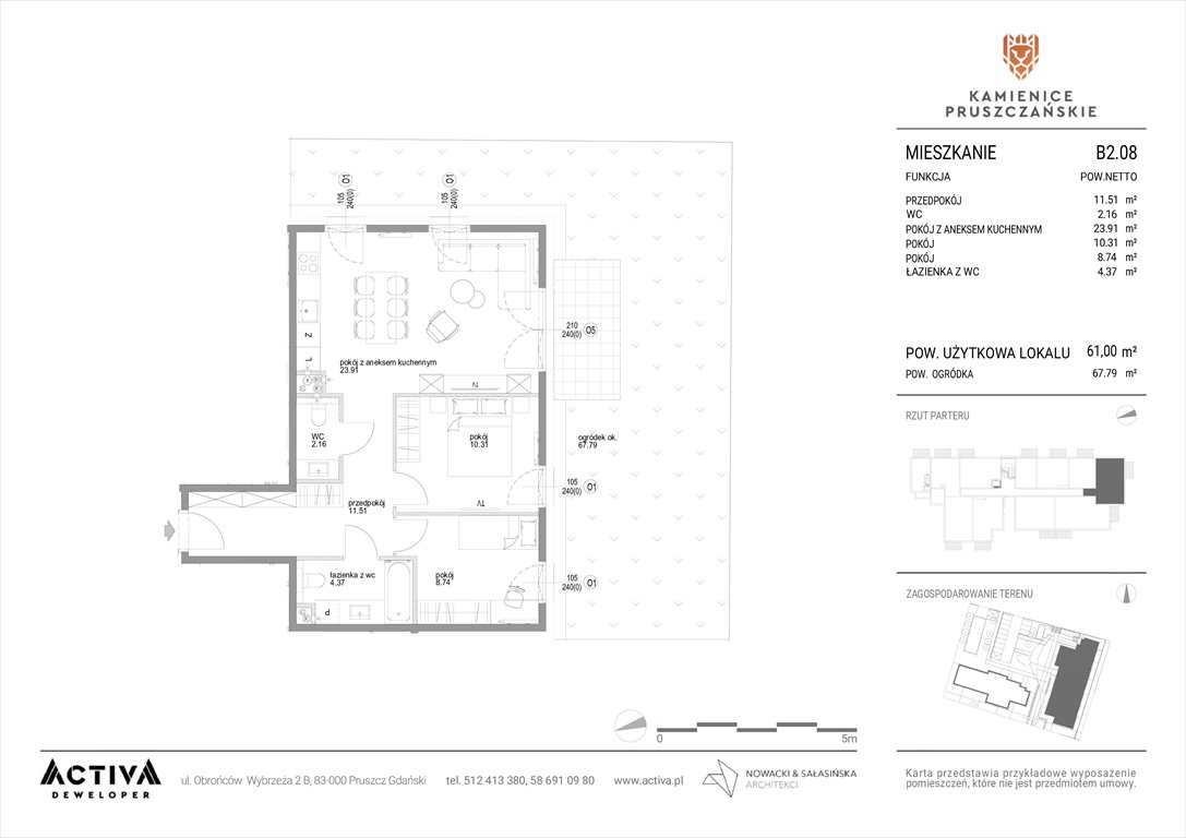 Nowe mieszkanie trzypokojowe Kamienice Pruszczańskie Pruszcz Gdański, ul. Grunwaldzka 71B, 71C  61m2 Foto 1