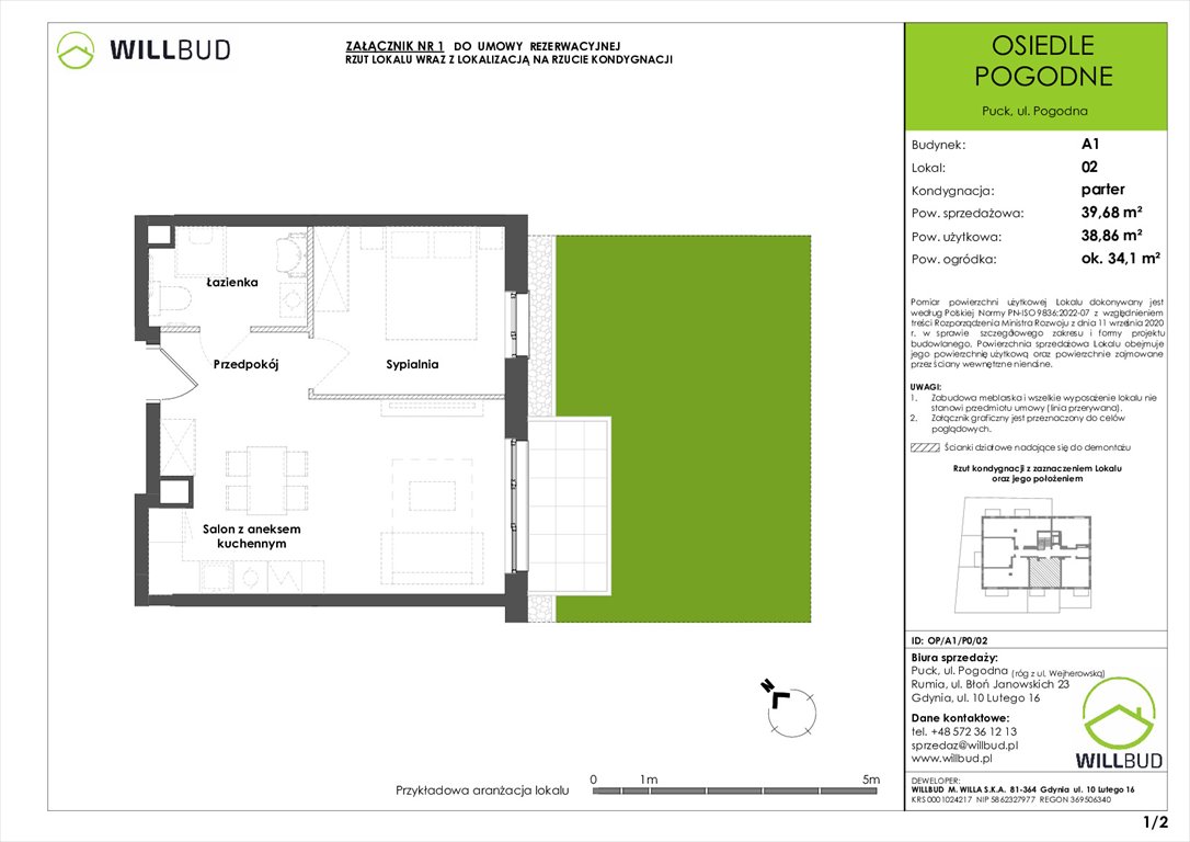 Nowe mieszkanie dwupokojowe Osiedle Pogodne w Pucku Puck, Pogodna  39m2 Foto 1