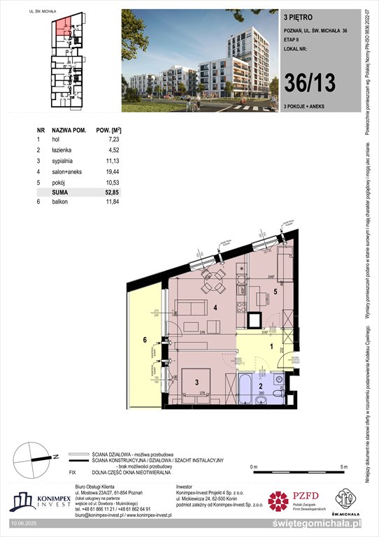 Nowe mieszkanie trzypokojowe Świętego Michała etap 2 Poznań, Komandoria, Świętego Michała 36  53m2 Foto 1