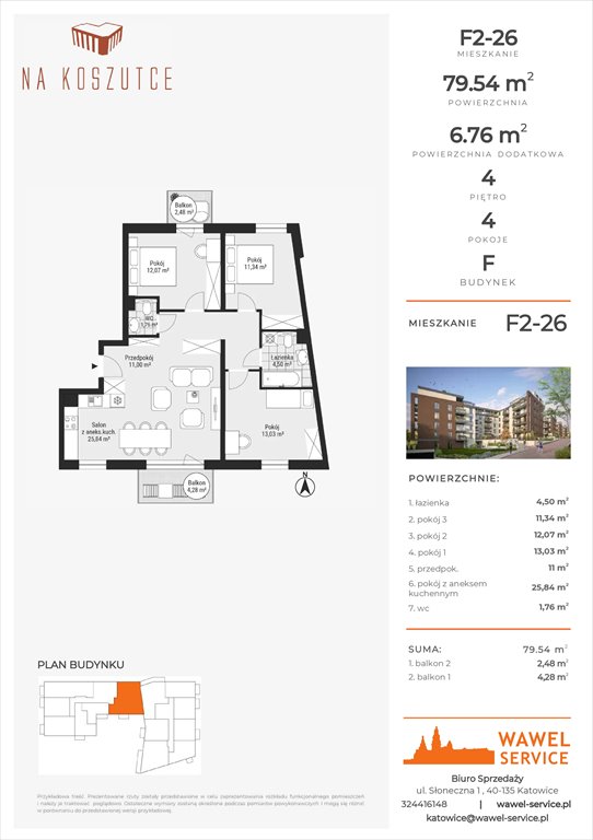 mieszkanie na sprzedaż 80m2 mieszkanie Katowice, Słoneczna 1