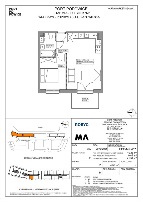 Nowe mieszkanie dwupokojowe Port Popowice Wrocław, Fabryczna, Białowieska 91a  40m2 Foto 1