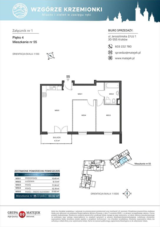 Nowe mieszkanie trzypokojowe WZGÓRZE KRZEMIONKI 2 Kraków, Podgórze, Jerozolimska 4  61m2 Foto 1