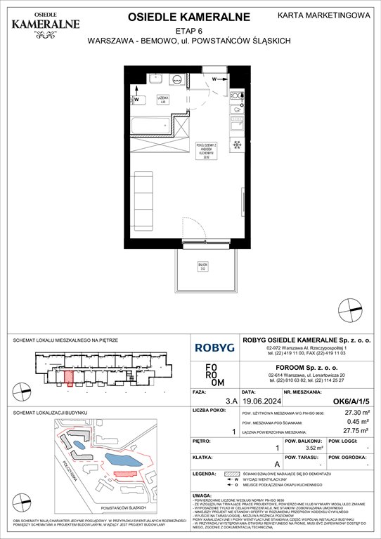 Nowa kawalerka Osiedle Kameralne etap 6 Warszawa, Powstańców Śląskich  27m2 Foto 1
