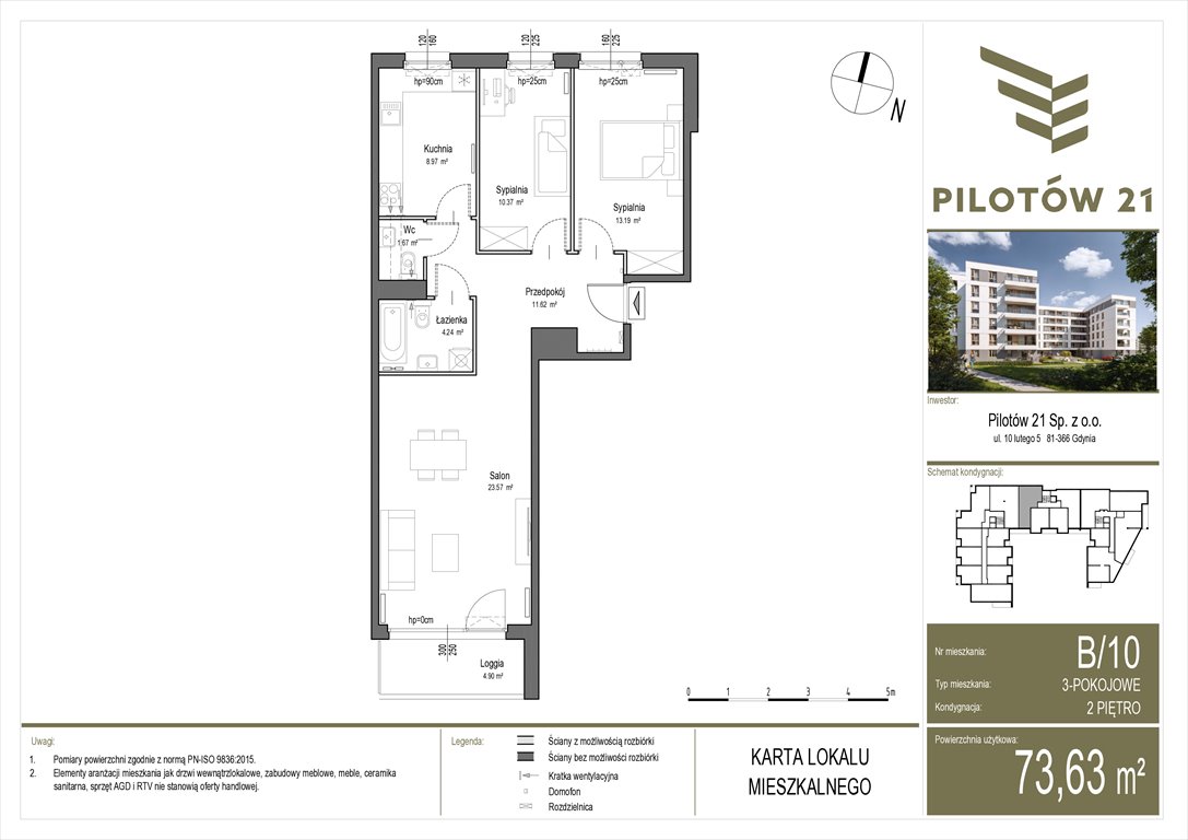 Nowe mieszkanie trzypokojowe Pilotow 21 Gdańsk, Zaspa, Pilotów 21  74m2 Foto 1