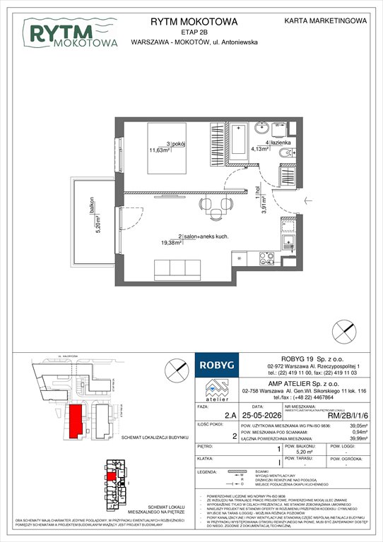 Nowe mieszkanie dwupokojowe Rytm Mokotowa Warszawa, Mokotów, Antoniewska 3B  39m2 Foto 1