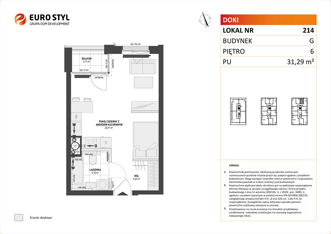 Nowa kawalerka DOKI LIVING Gdańsk, Śródmieście, ks. Jerzego Popiełuszki/Rybaki Górne  31m2 Foto 1