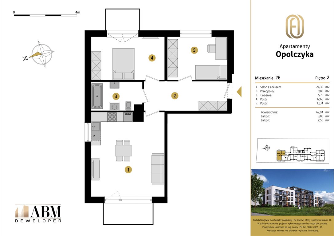 Nowe mieszkanie trzypokojowe APARTAMENTY OPOLCZYKA Łódź, Widzew, Opolczyka 16  63m2 Foto 1