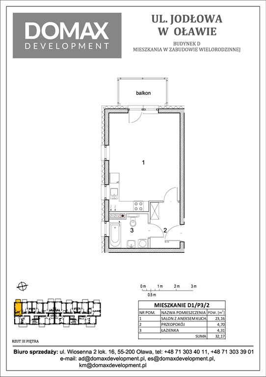 Nowa kawalerka Osiedle Jodłowa etap II bud D Oława, Nowy Otok, Jodłowa 38-40  32m2 Foto 1