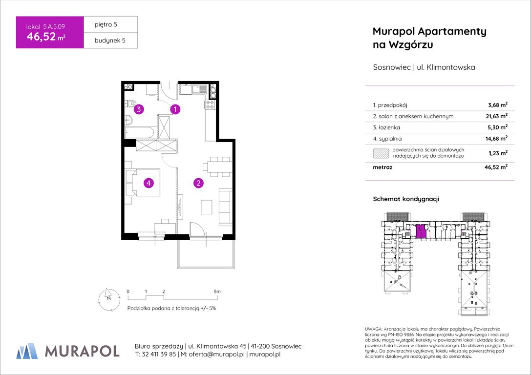 Nowe mieszkanie dwupokojowe Murapol Apartamenty na Wzgórzu Sosnowiec, ul. Klimontowska  47m2 Foto 1