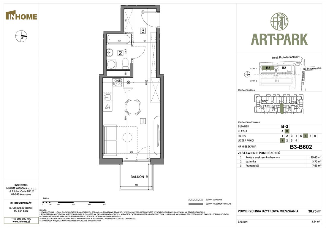 Nowa kawalerka ArtPark Łódź, Polesie, Wołowa 4A  31m2 Foto 1