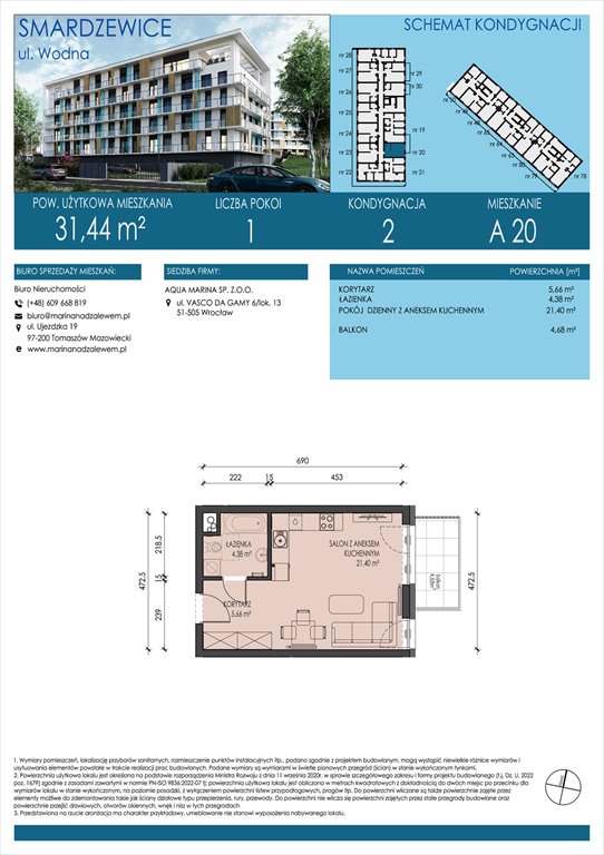 Nowa kawalerka AQUA MARINA SMARDZEWICE, WODNA  31m2 Foto 1
