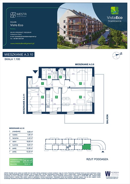 Nowe mieszkanie trzypokojowe Vista Eco  Wrocław, Fabryczna, Stabłowice, Łomnicka  65m2 Foto 1