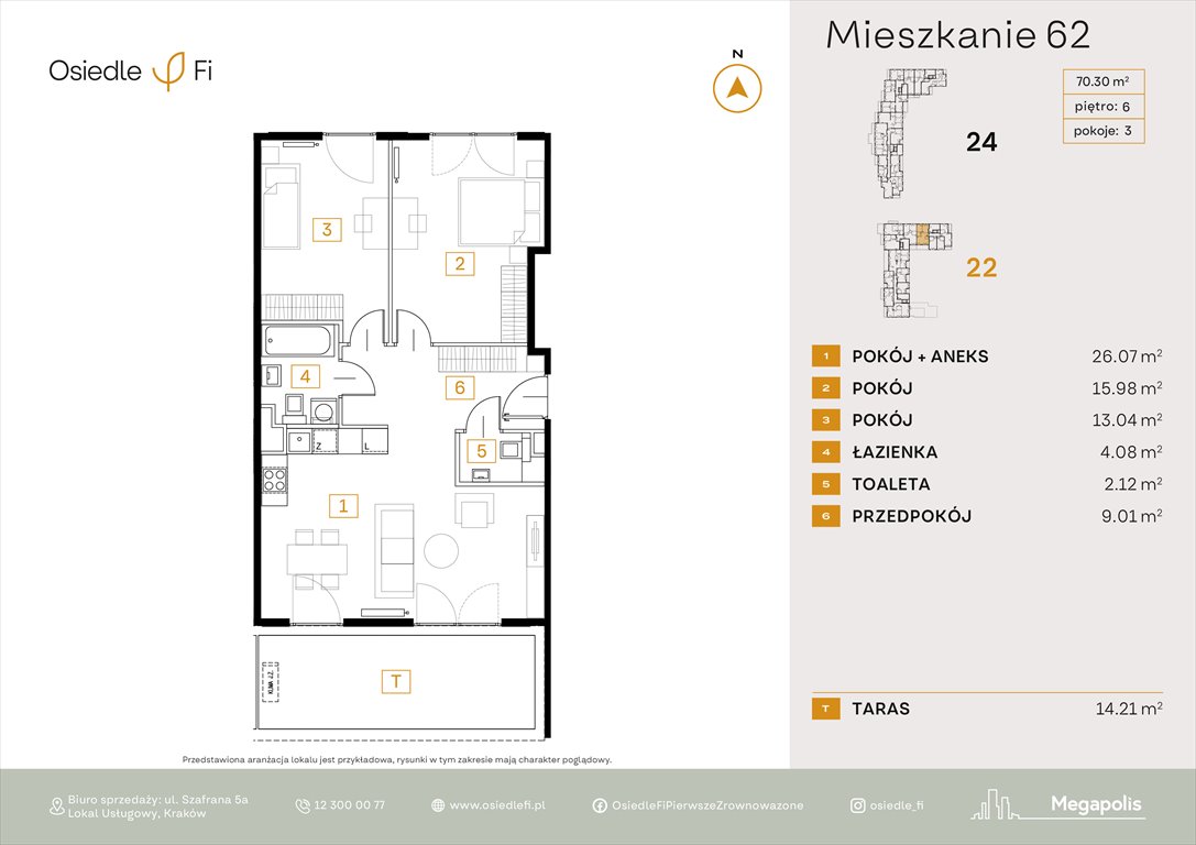 Nowe mieszkanie trzypokojowe Osiedle FI 3 Kraków, Rzemieślnicza 22-24  70m2 Foto 1