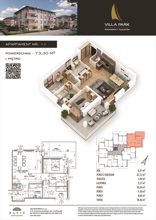 Nowe mieszkanie czteropokojowe  Villa Park - Etap III Augustów, Wypoczynkowa  73m2 Foto 1