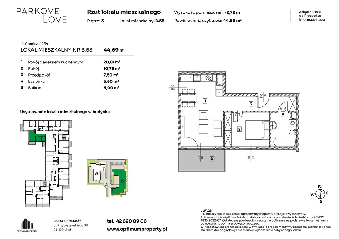 Nowe mieszkanie dwupokojowe PARKOVE LOVE Łódź, Bałuty-Doły, ul. Górnicza 12/14  45m2 Foto 1
