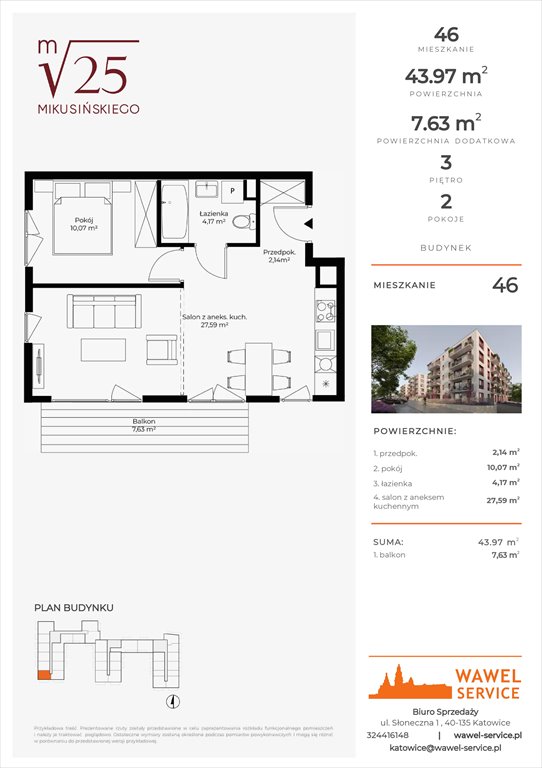 Nowe mieszkanie dwupokojowe Mikusińskiego 25 Katowice, Mikusińskiego 25  44m2 Foto 1