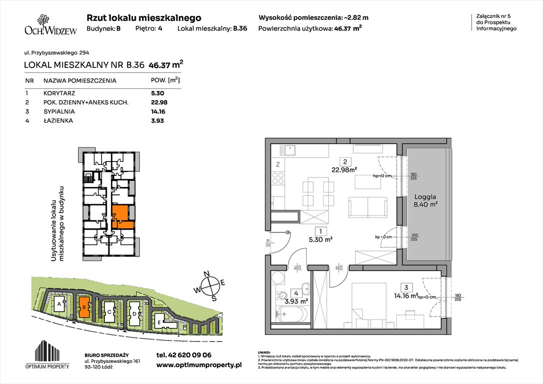 Nowe mieszkanie dwupokojowe OchWidzew Łódź, Widzew, Przybyszewskiego 292-300  46m2 Foto 1