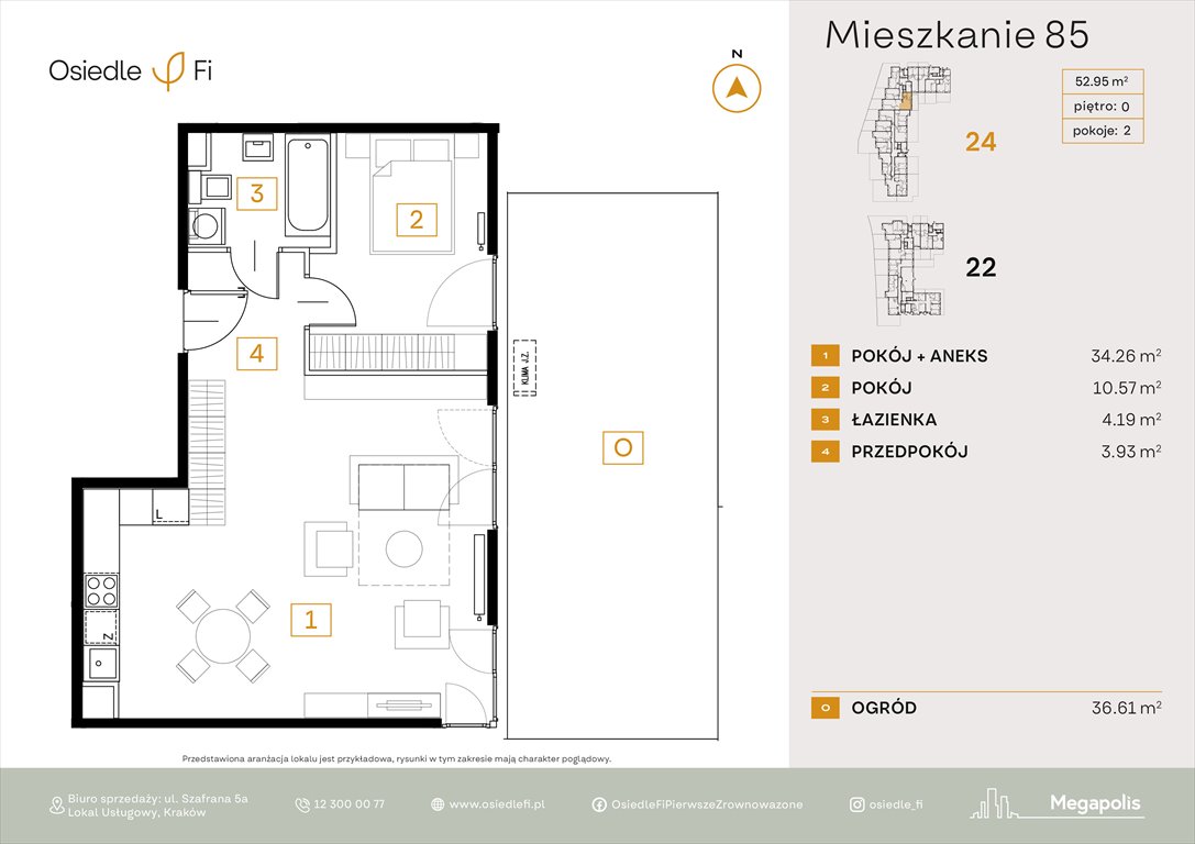 Nowe mieszkanie dwupokojowe Osiedle FI 3 Kraków, Rzemieślnicza 22-24  53m2 Foto 1