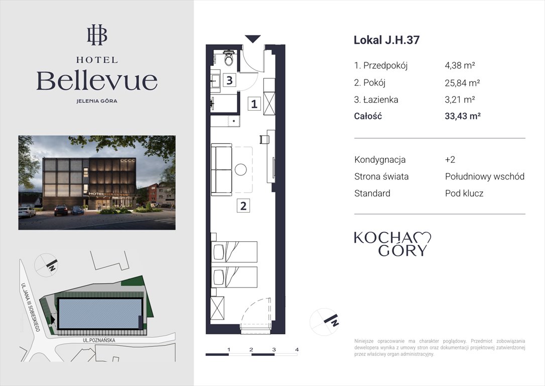 Condo Apartament jednopokojowy Hotel Bellevue Jelenia Góra, Centrum, ul. Jana III Sobieskiego 56  33m2 Foto 1